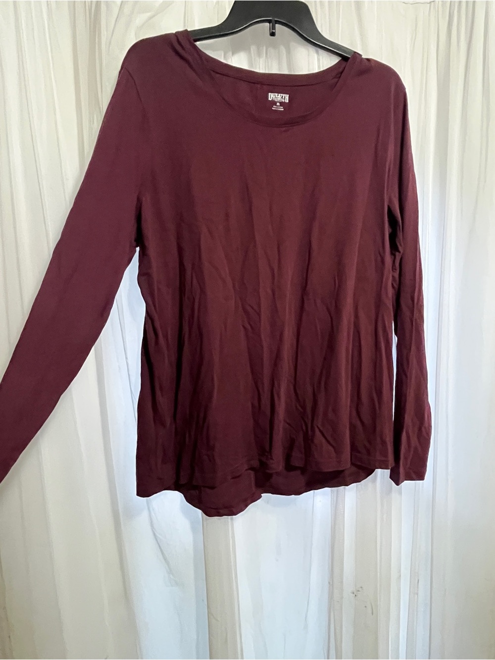 Duluth Trading Long Sleeve Crewneck Top Burgundy Womens X-Large comfy